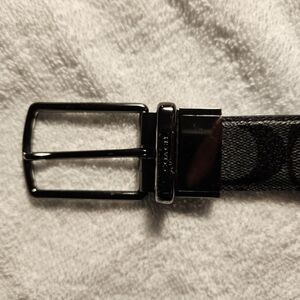 COACH Harness Buckle Black Reversible Belt